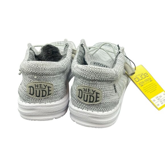 Hey Dude Wally Stretch Sneaker Shoe Mens 8 Granite Gray Lightweight Slip On New